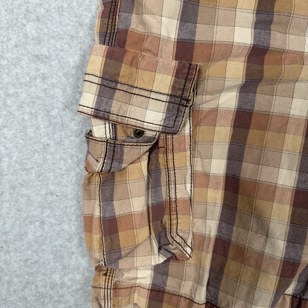 Tommy Bahama Cargo Shorts Mens‎ 42 Plaid Brown Beige Casual Utility Outdoor - Picture 3 of 14
